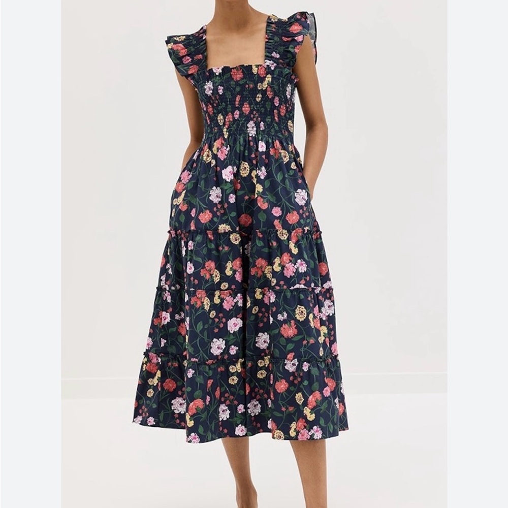 Elegant Floral Ruffle Midi Dress